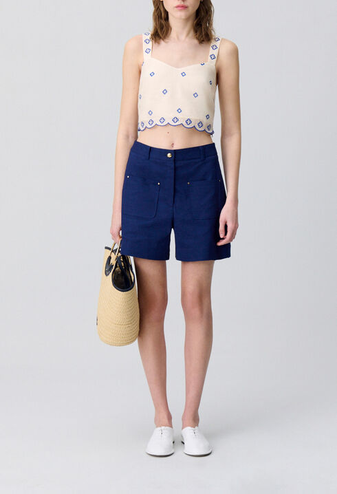 Embroidered Strap Top