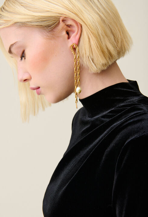 Gold chain earrings