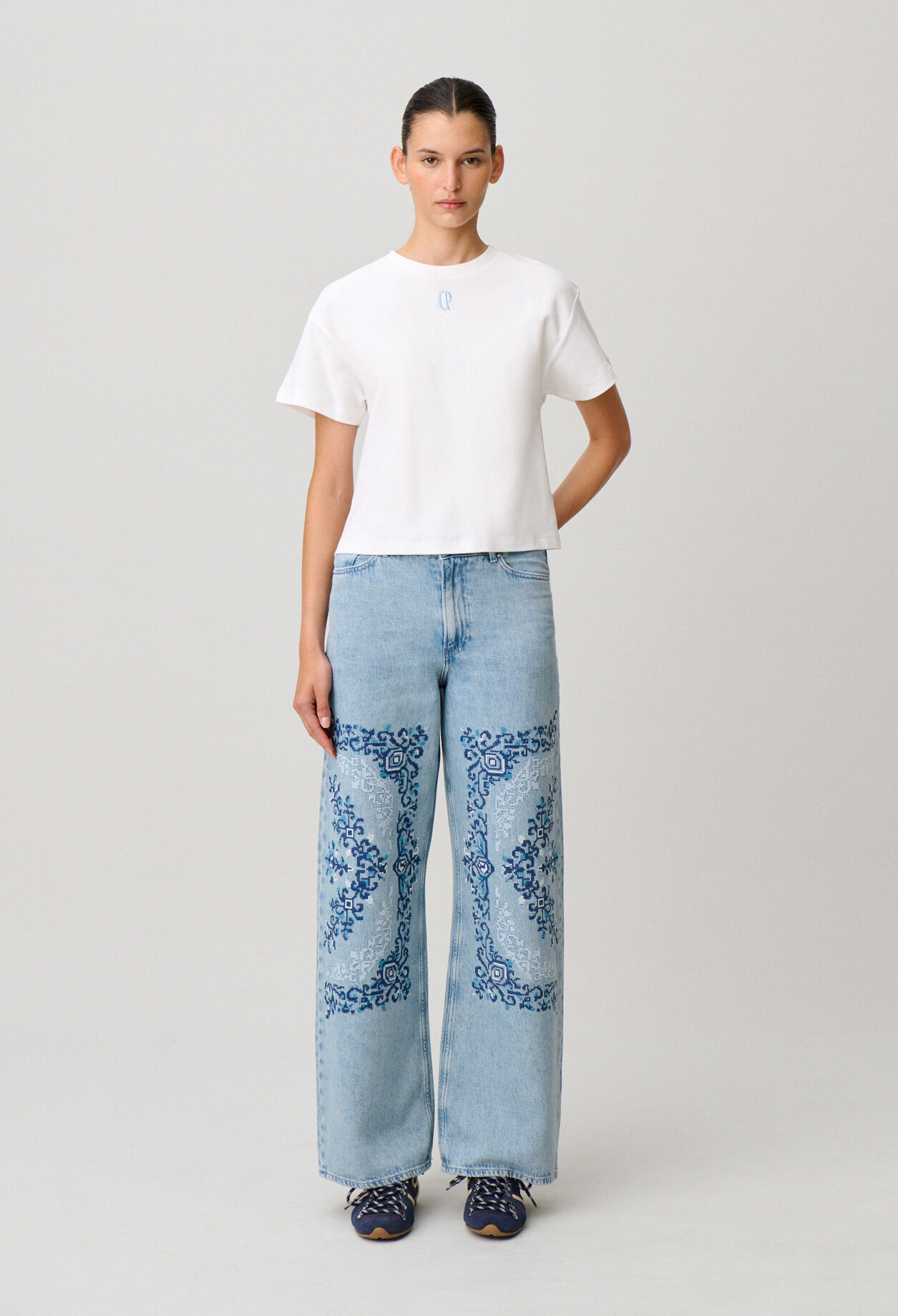 Embroidered cotton T-shirt