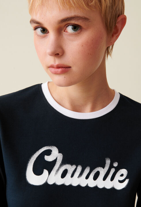 Black cotton long-sleeve T-shirt