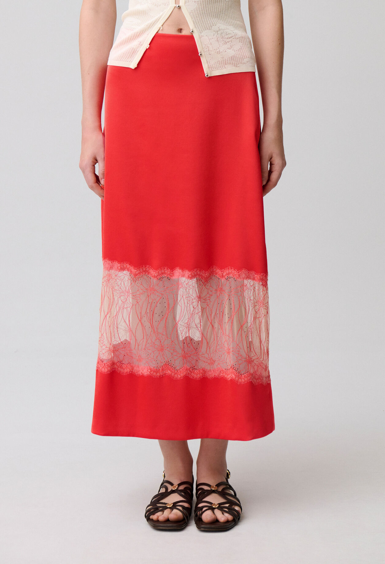 Satin lace skirt