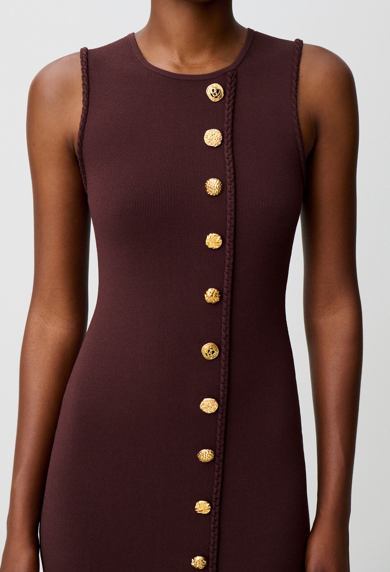 Knit midi dress with gold buttons