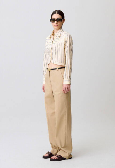 Short-cut striped shirt