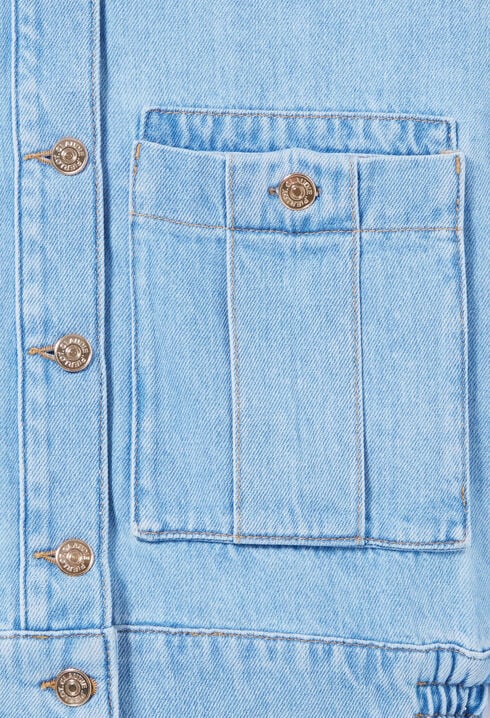 Denim jacket with wide collar
