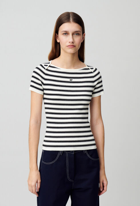 Fine-Knit Breton Stripe Top