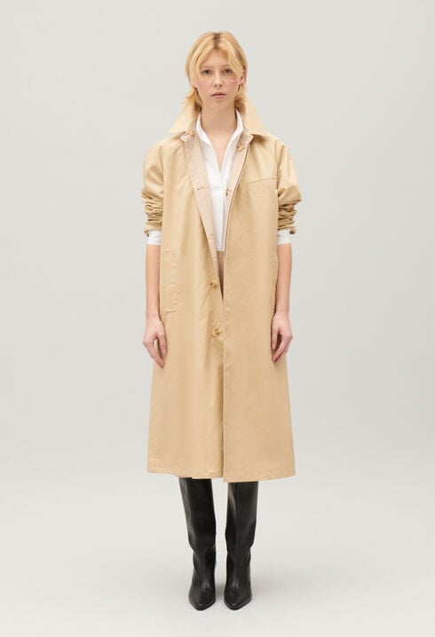 Beige reversible mid-length coat