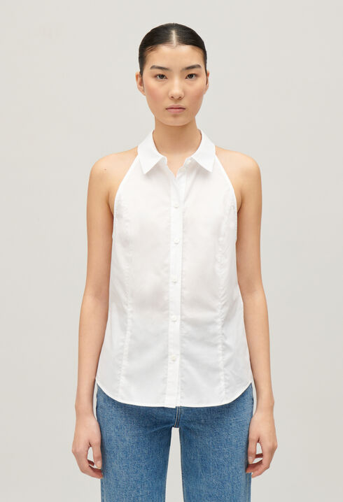 Sleeveless white shirt