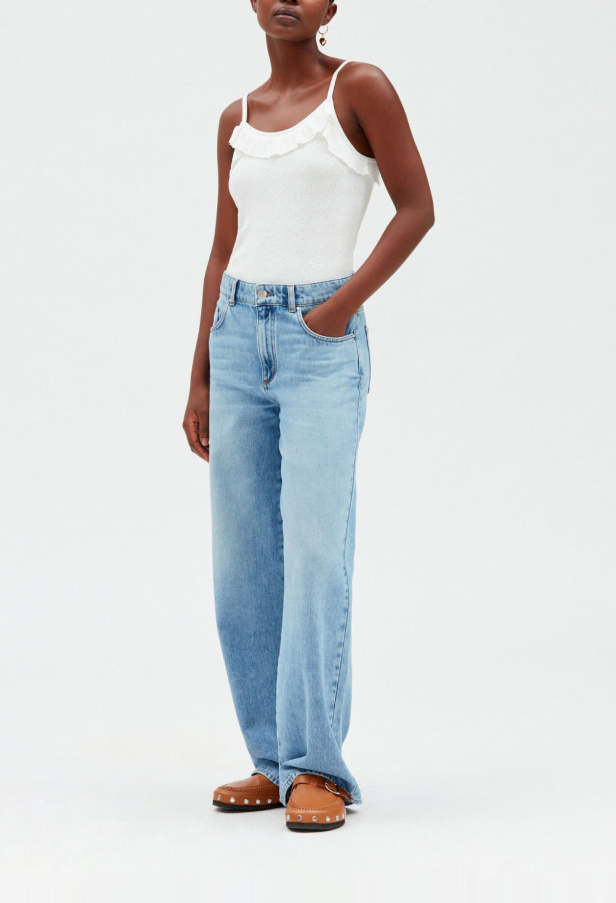 Off-white ruffled knitted vest top