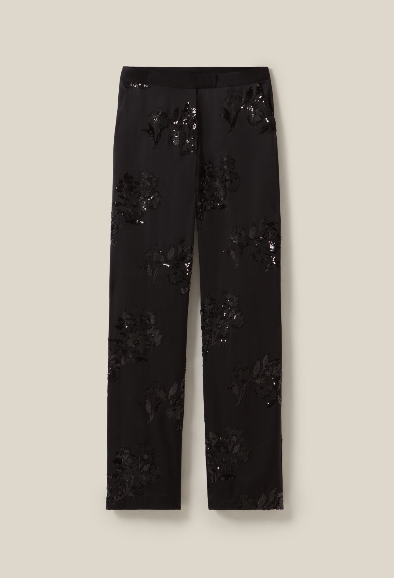 Black sequin-embellished trousers