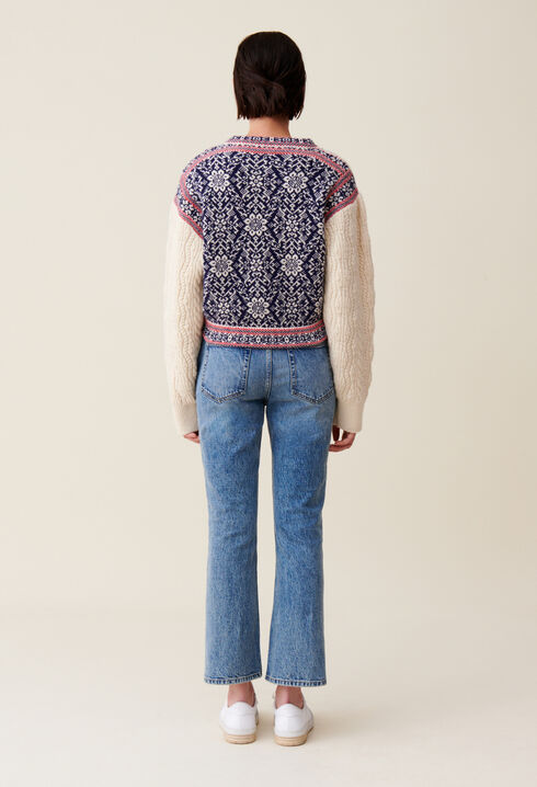 Cable-knit wool cardigan