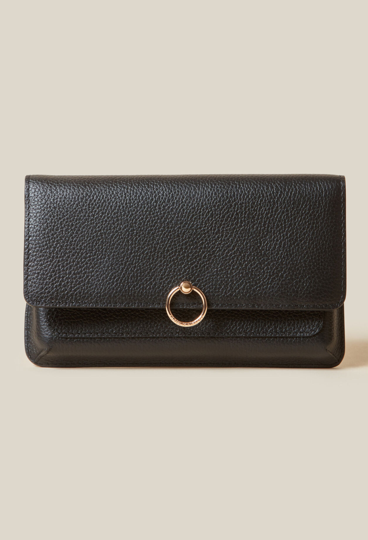 Large grained leather clutch