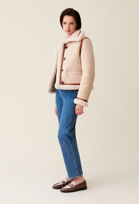 Beige shearling jacket