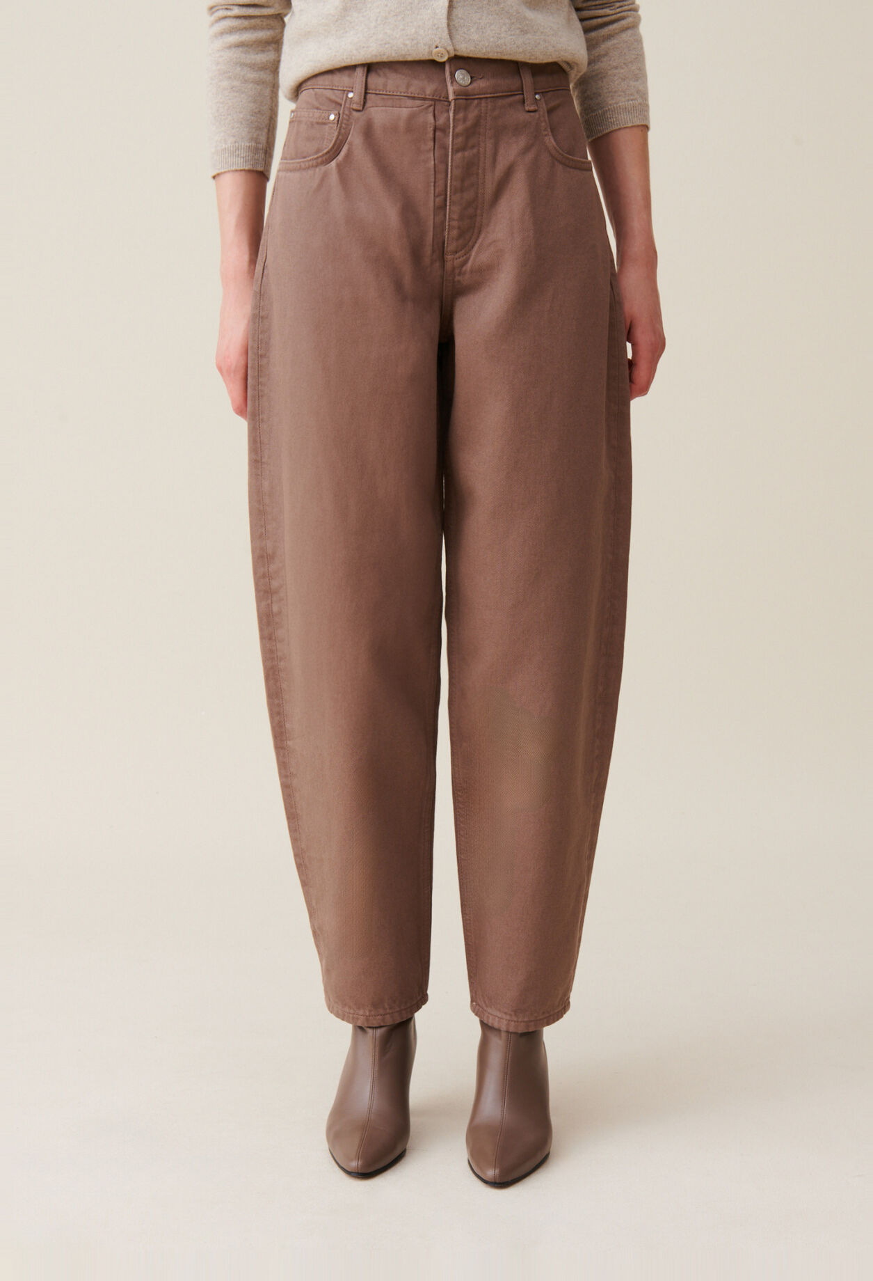 Luc taupe high-waisted jeans