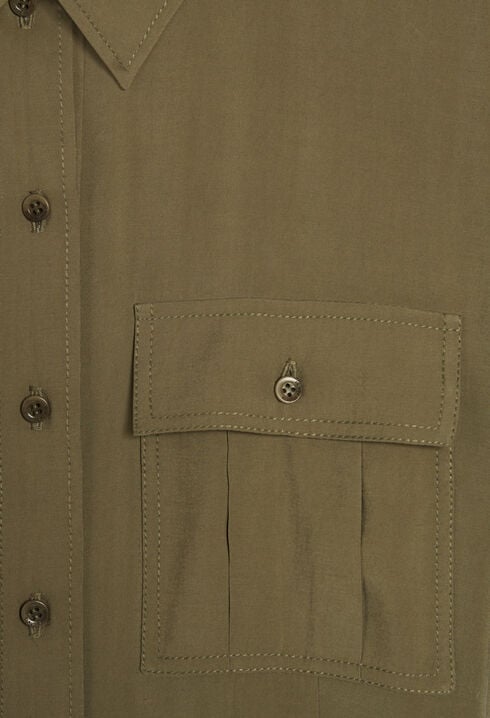 Flowing short-sleeved midi dress 