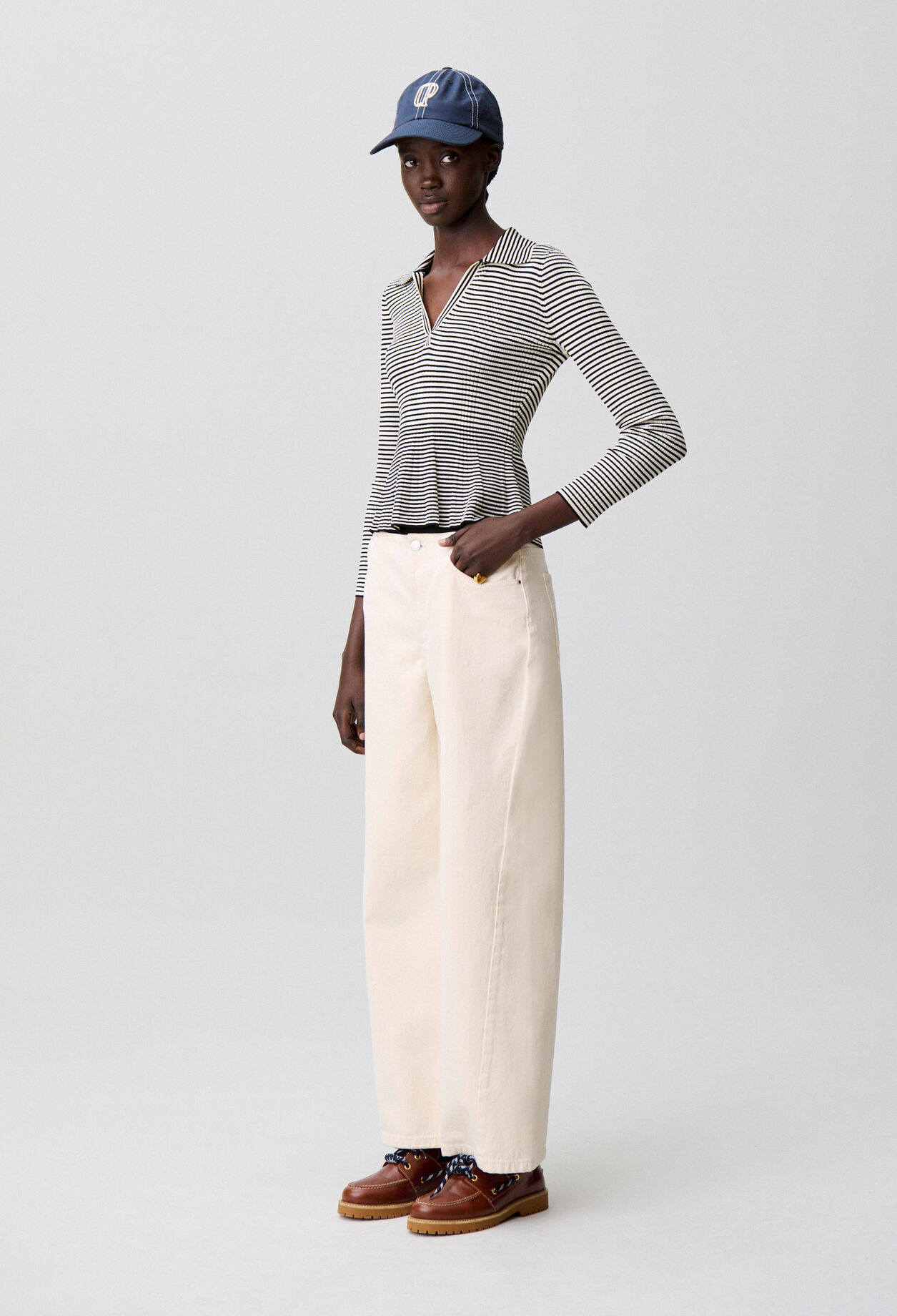 Striped long-sleeved top