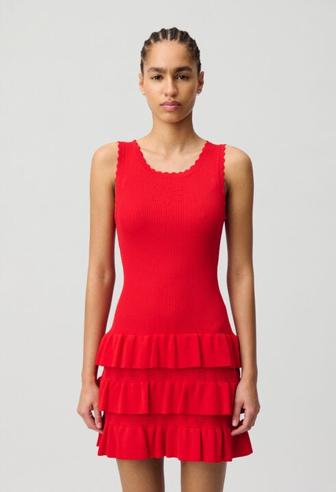 Ruffled knit dress