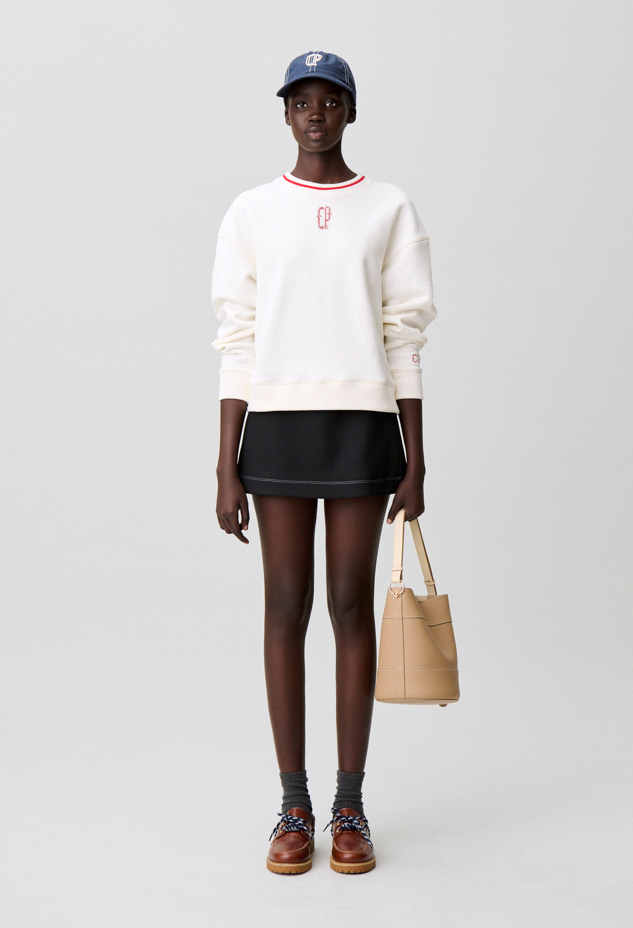CP embroidered crewneck sweatshirt - Woman - Ecru - Claudie Pierlot