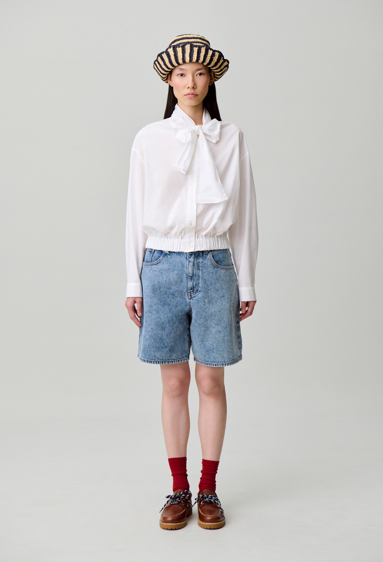 Pussy-bow poplin blouse - Woman - White - Claudie Pierlot