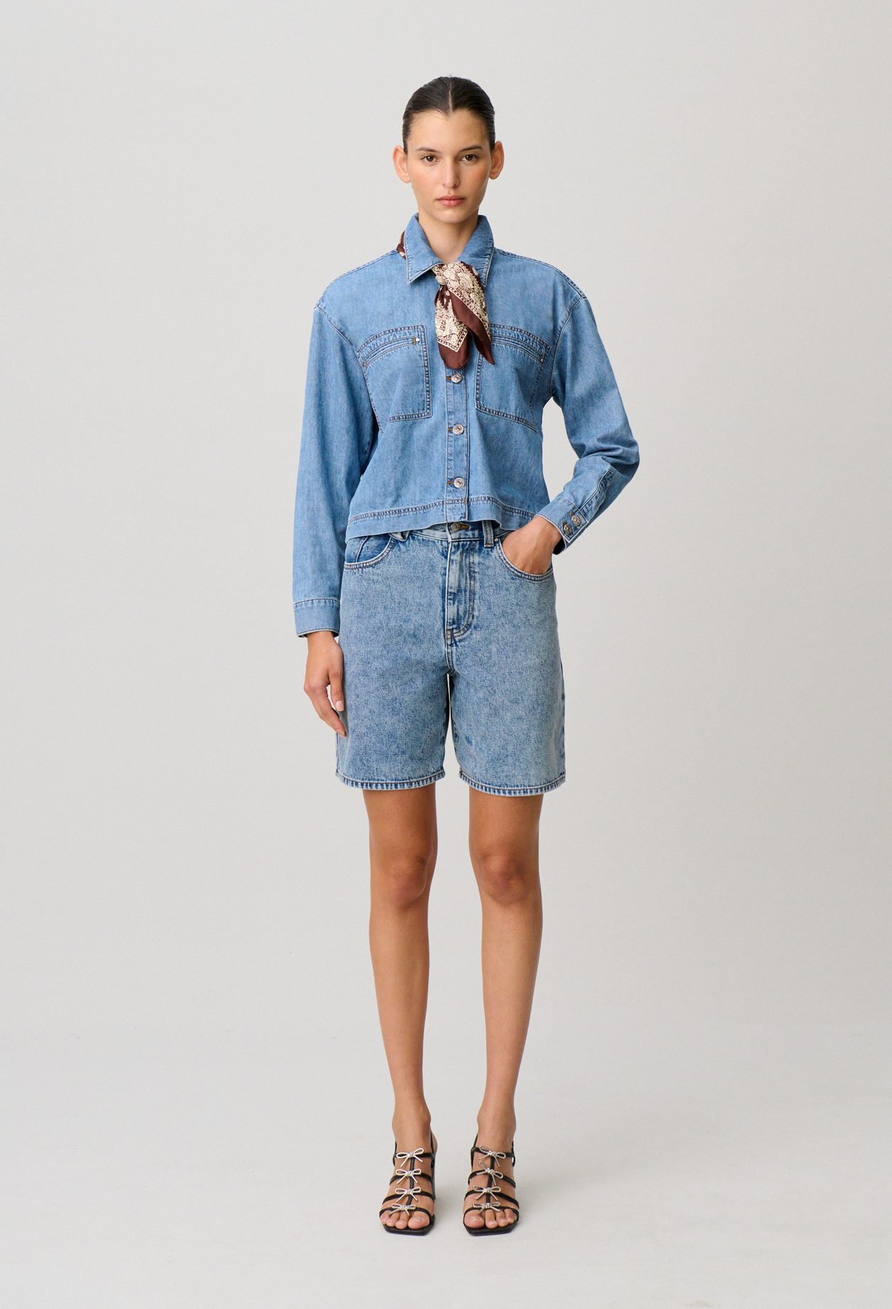 Oversized denim shirt - Woman - Light blue denim - Claudie Pierlot