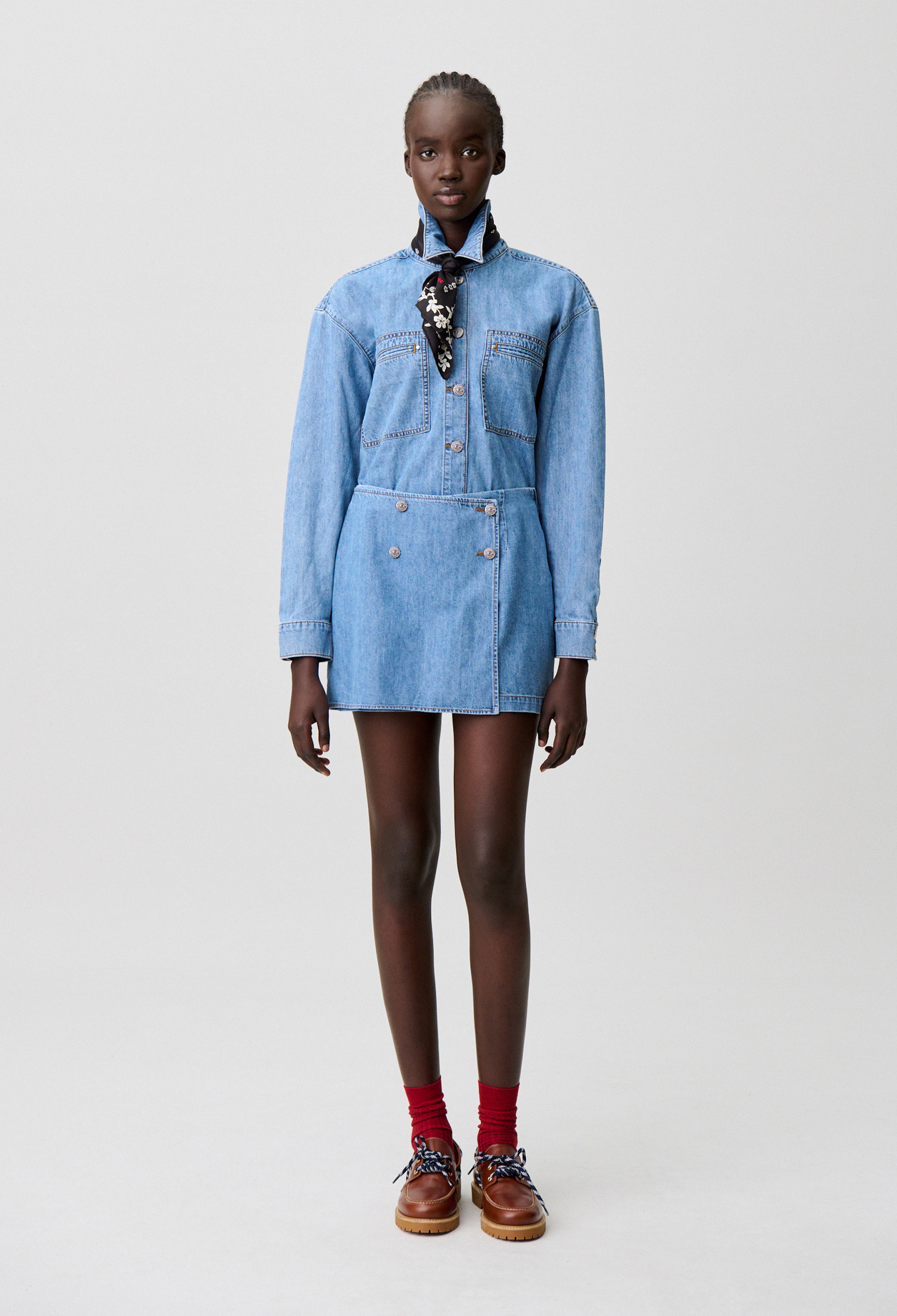 Denim skort - Woman - Light blue denim - Claudie Pierlot