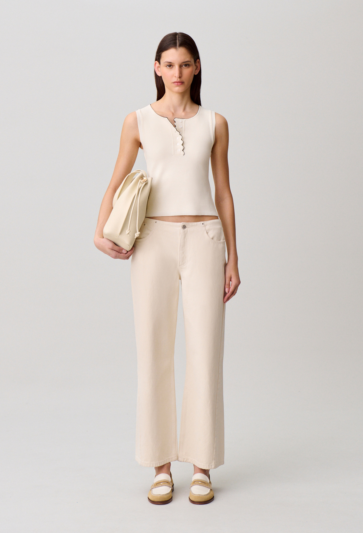 Round neck knitted top - Woman - Ecru - Claudie Pierlot