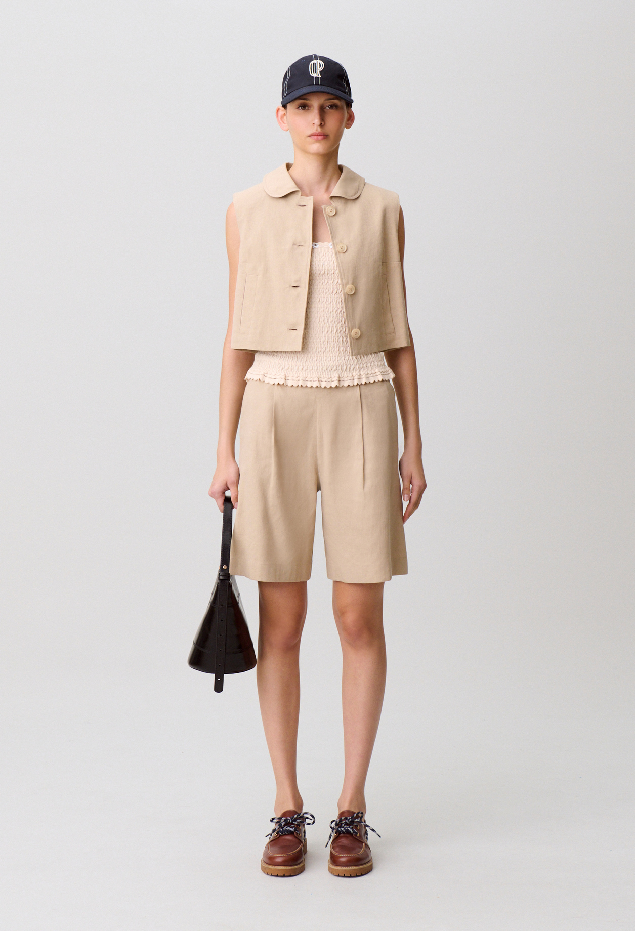 Short tailored linen jacket - Woman - Sand - Claudie Pierlot