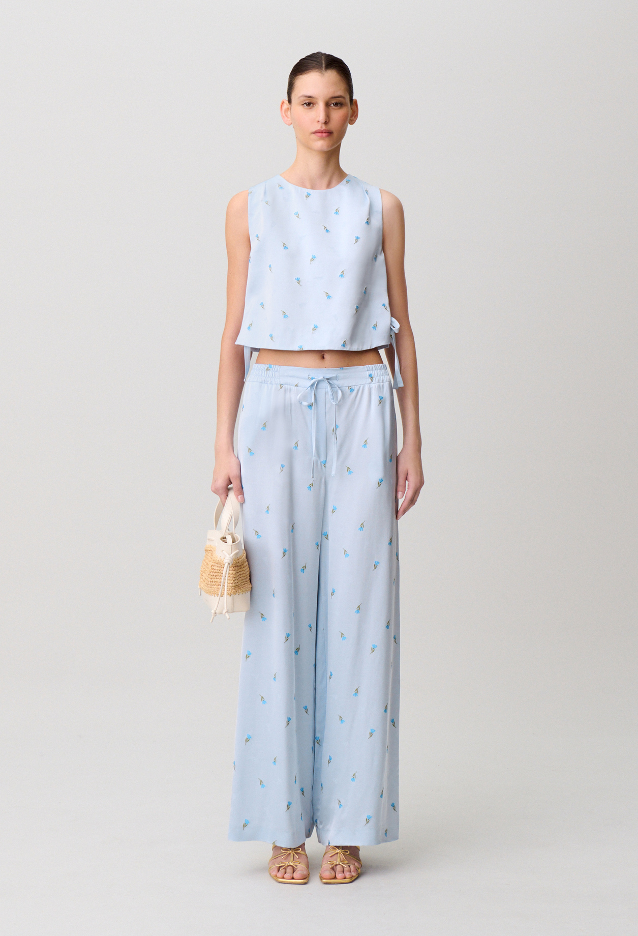 Lightweight satin trousers - Woman - Sky - Claudie Pierlot