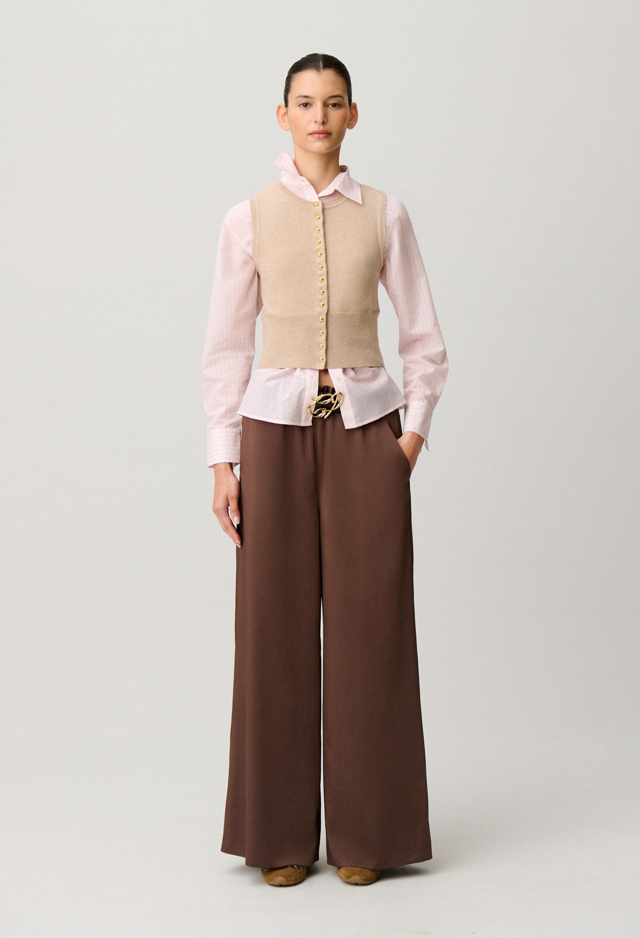 Flowy satin trousers - Woman - Brown ice - Claudie Pierlot