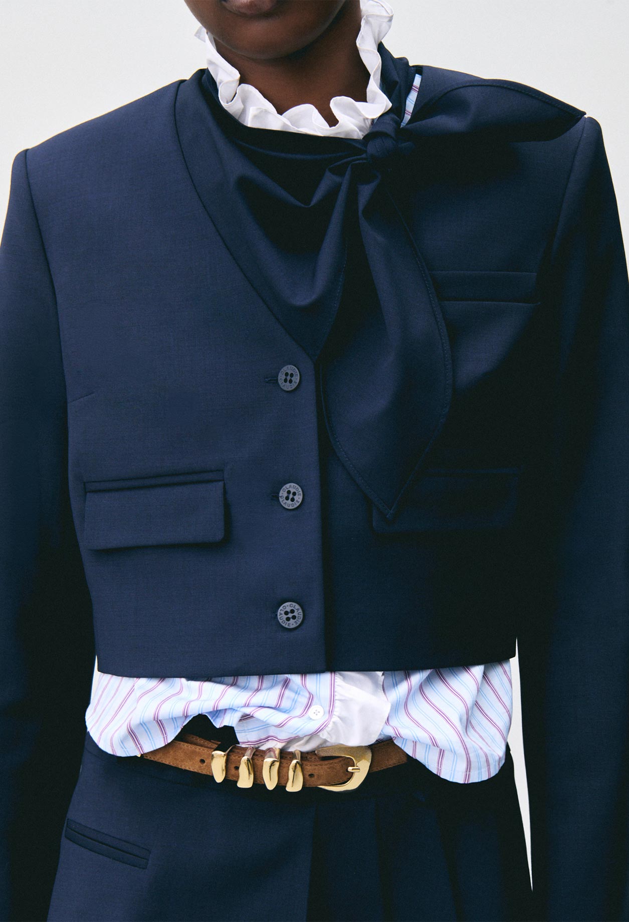 Wool blend box jacket - Woman - Navy - Claudie Pierlot