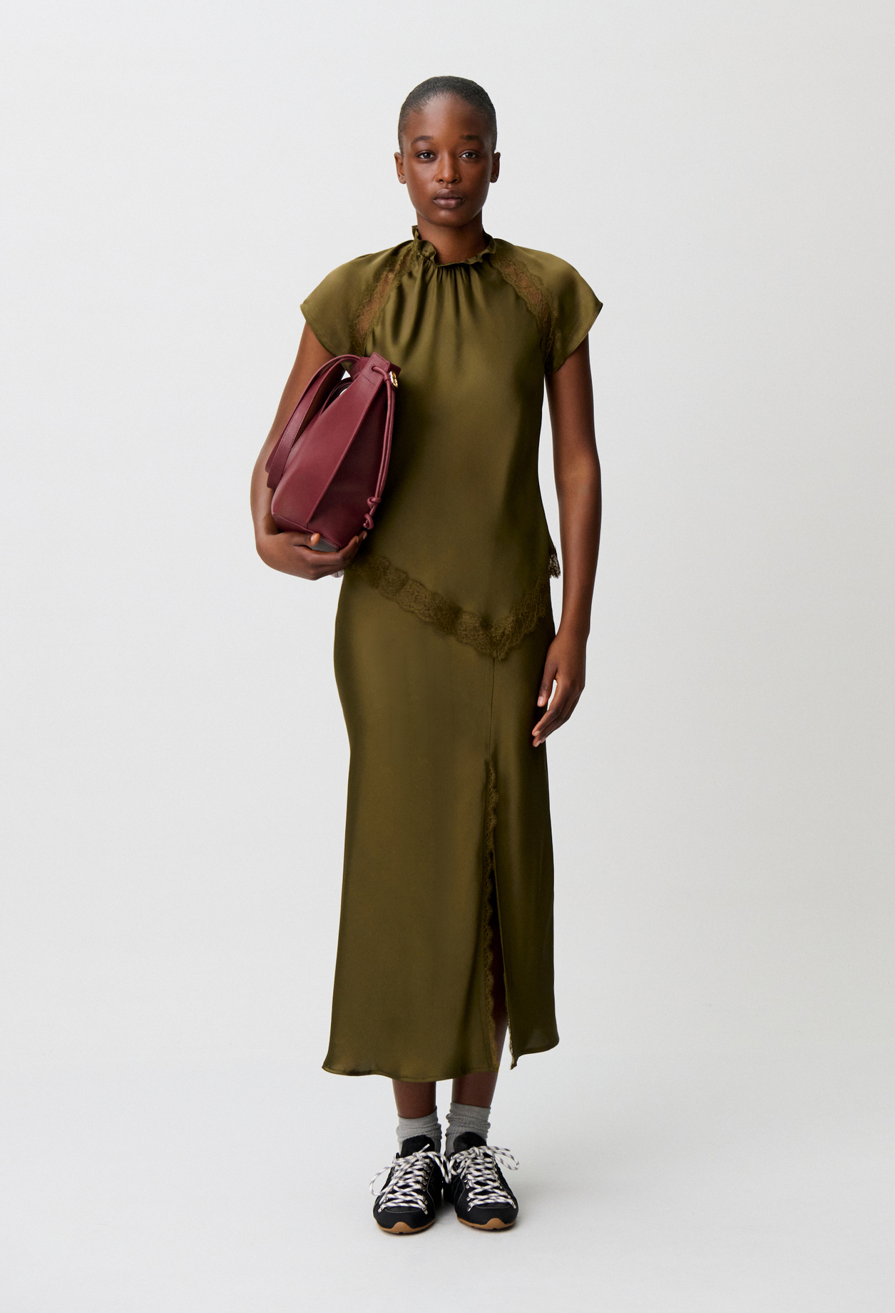 Satin Victorian collar top - Woman - Bronze - Claudie Pierlot