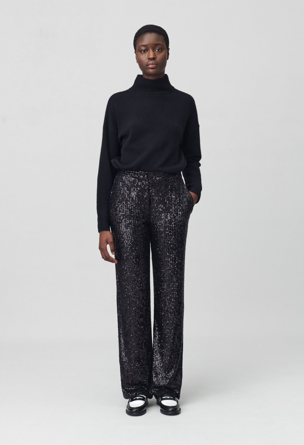 パンツ Sequinned Straight Leg Pants Straight-leg black sequin trousers for women | Claudie Pierlot