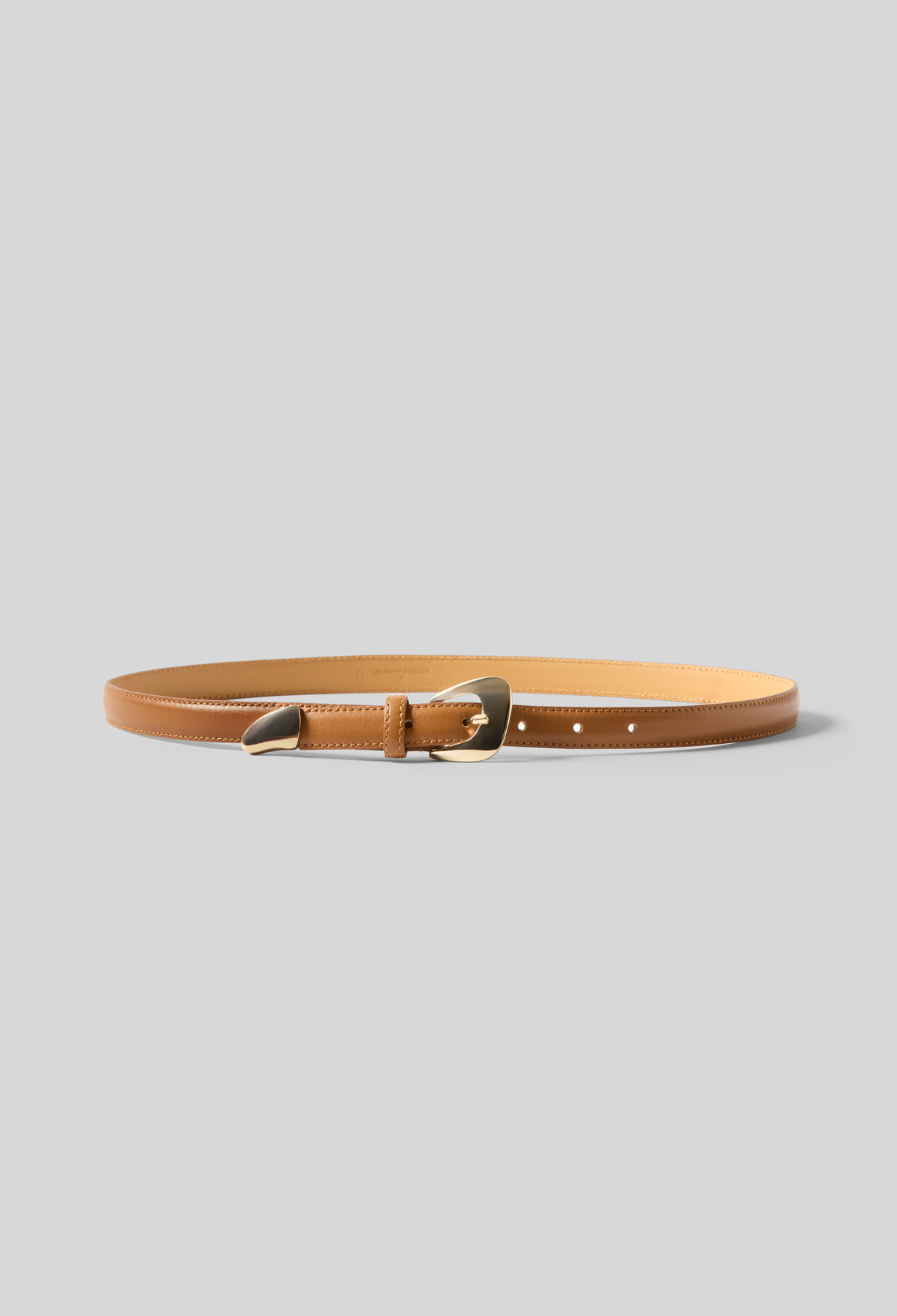 Leather belt with organic buckle - Woman - Camel - Claudie Pierlot