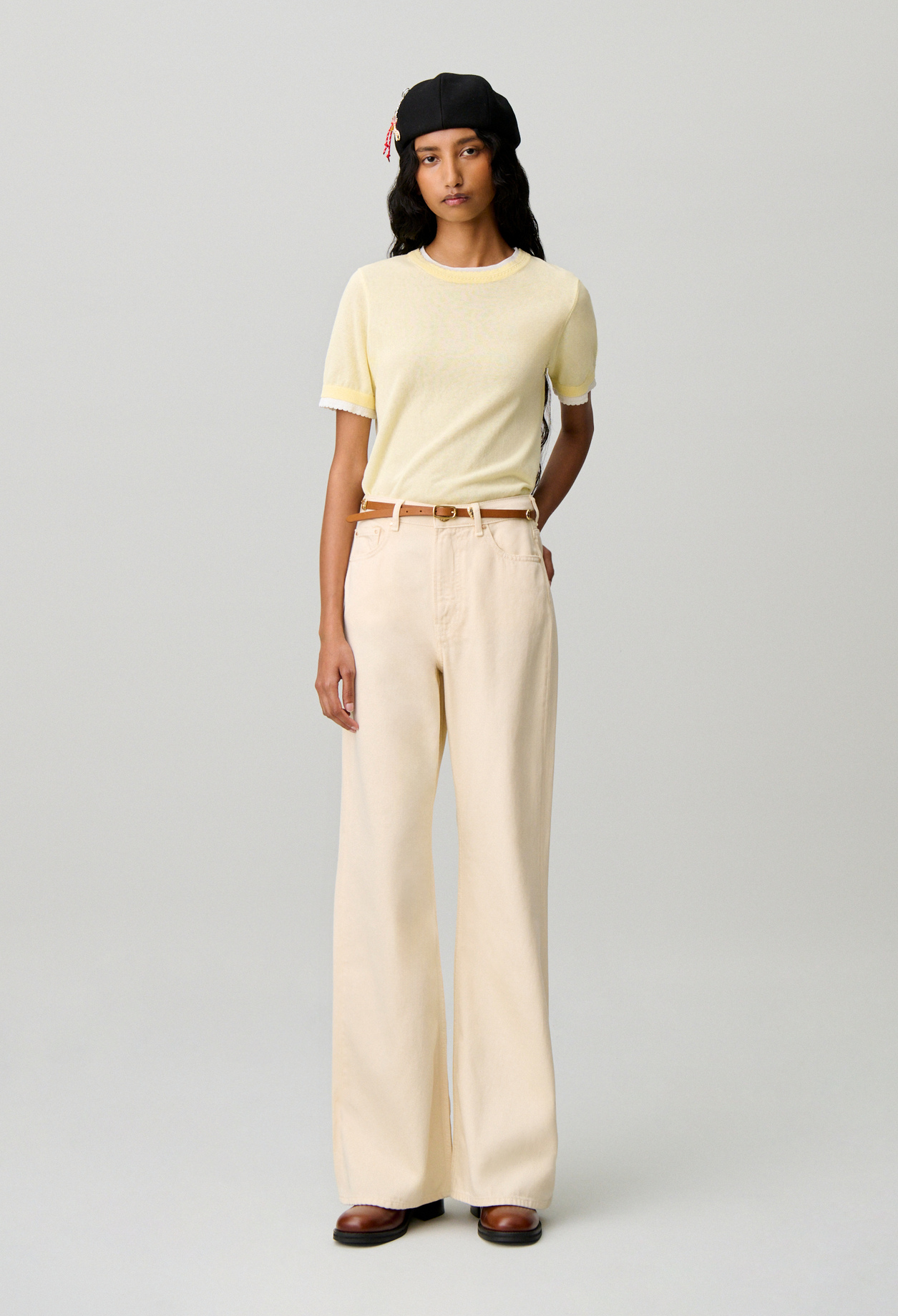 High-waisted flared denim jeans - Woman - Light beige denim - Claudie Pierlot