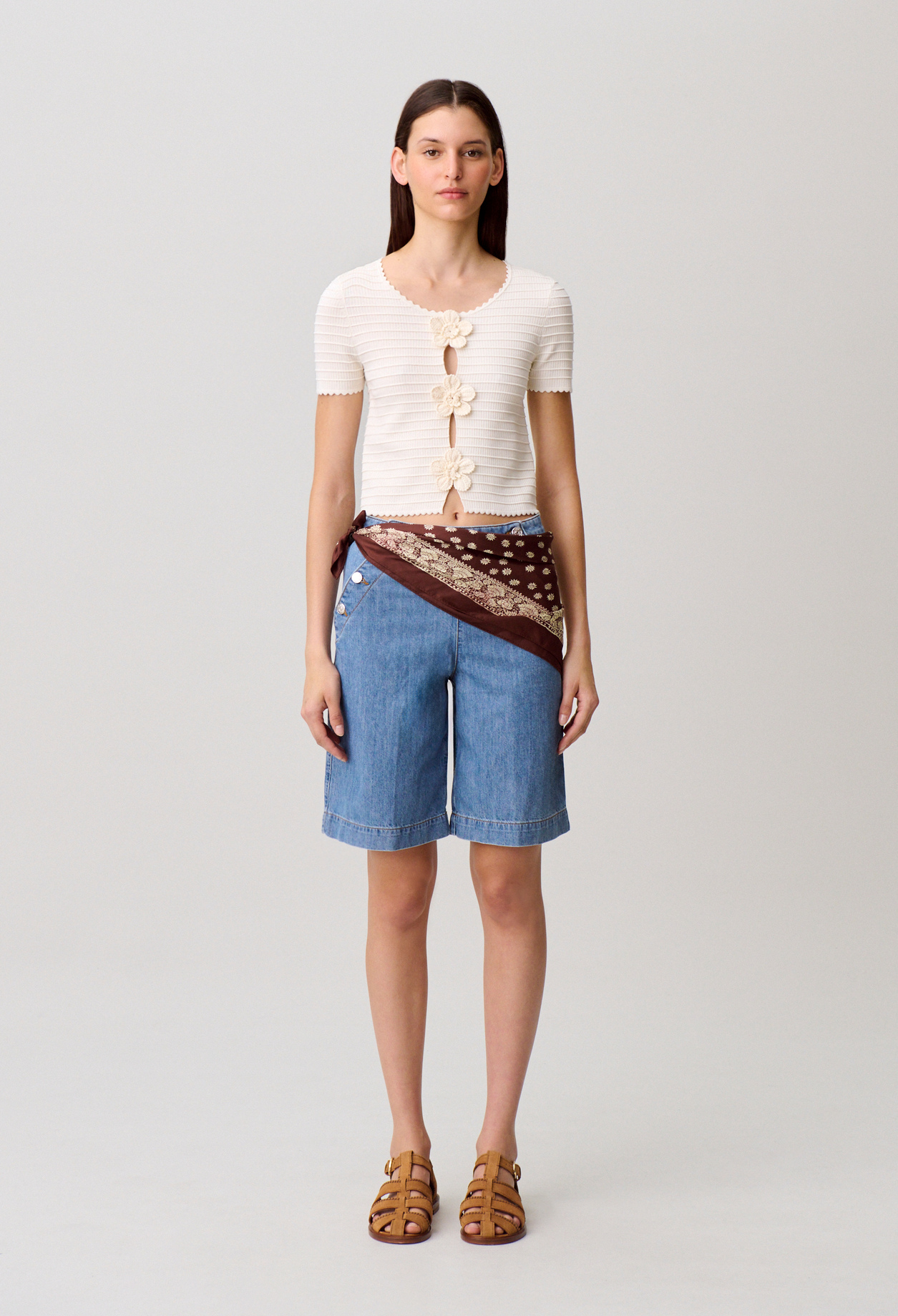 Striped short-sleeved jumper - Woman - Ecru - Claudie Pierlot