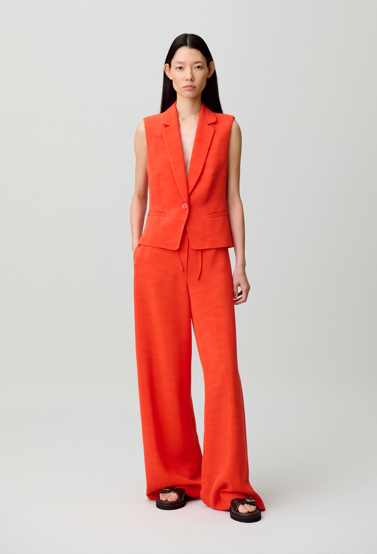 Sleeveless blazer - Woman - Tangerine - Claudie Pierlot