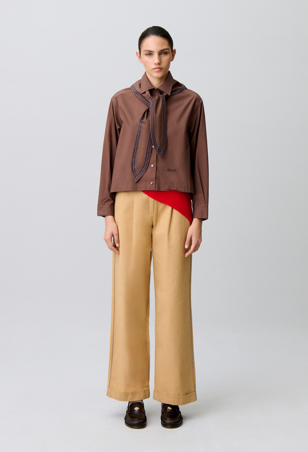 Cotton poplin shirt - Woman - Brown - Claudie Pierlot