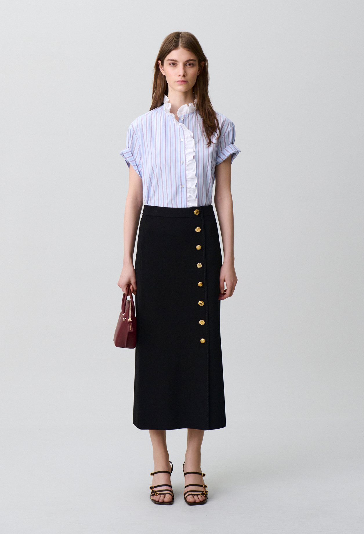 Fitted knitted midi skirt - Woman - Black - Claudie Pierlot