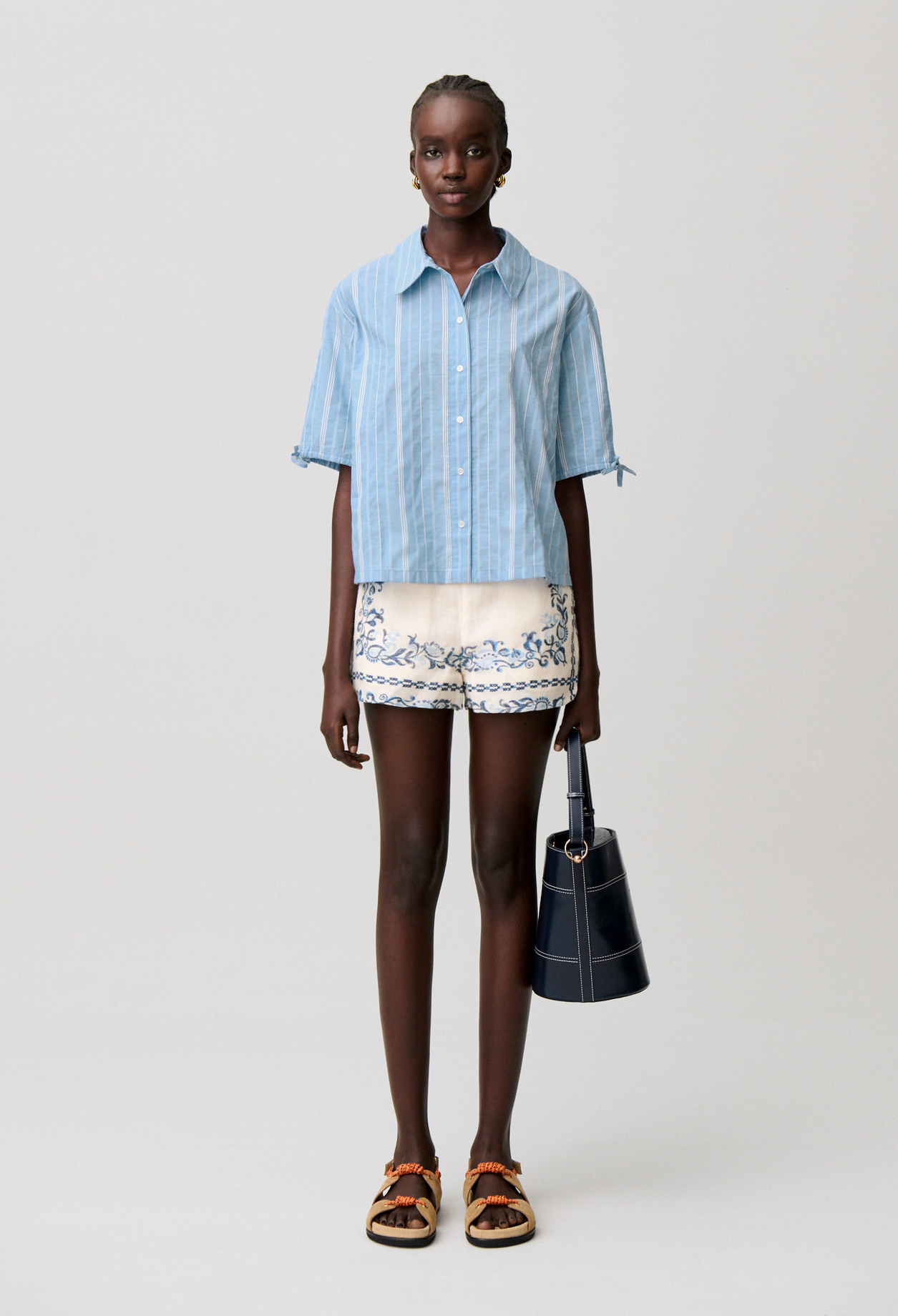 Striped Peter Pan Collar Shirt - Woman - Dual-color - Claudie Pierlot