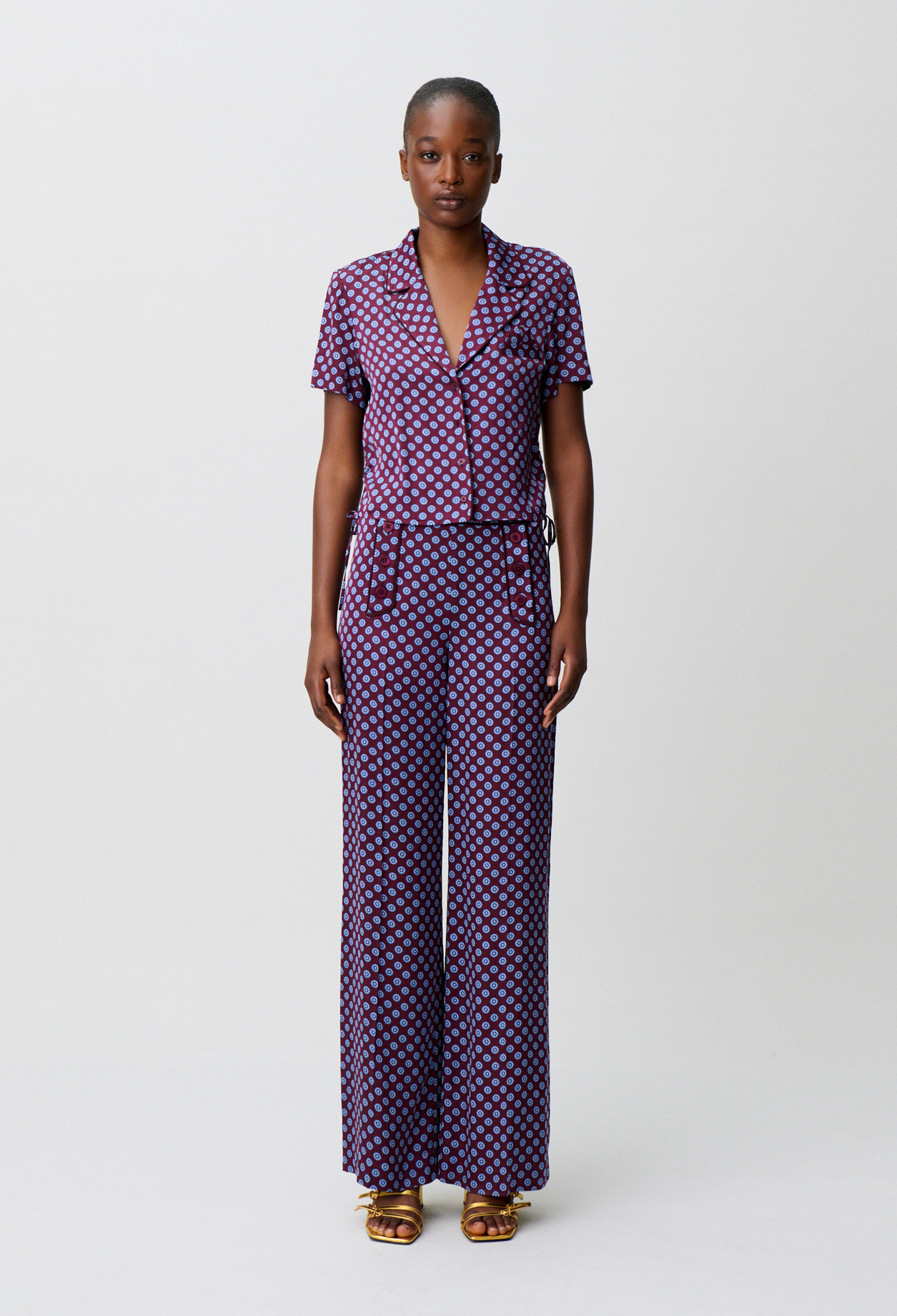 Short printed shirt - Woman - Burgundy print - Claudie Pierlot