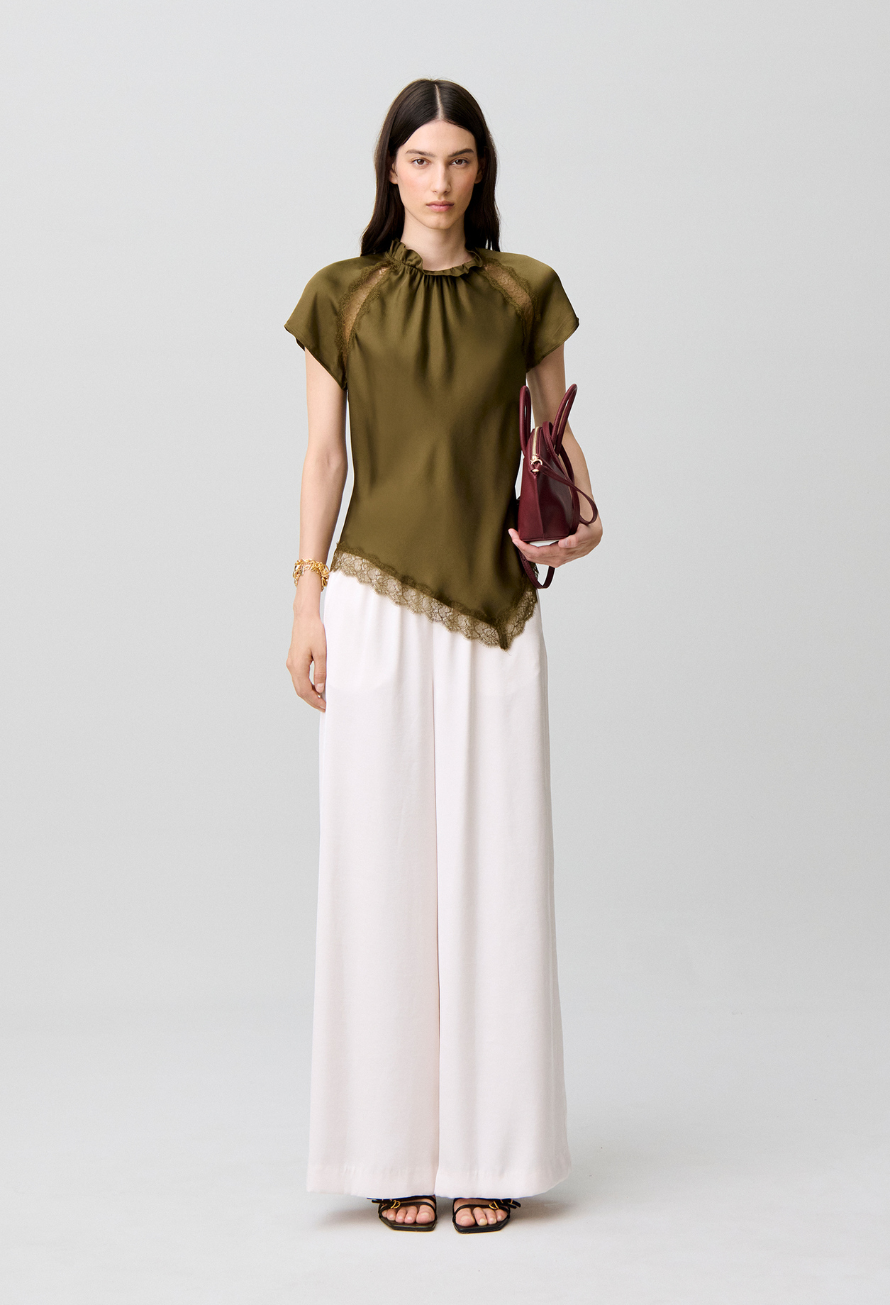 Flowy satin trousers - Woman - Ivory - Claudie Pierlot