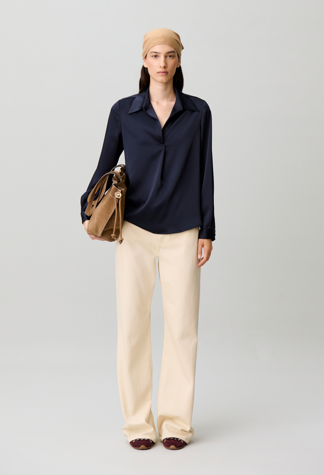 Straight pleated blouse - Woman - Navy - Claudie Pierlot