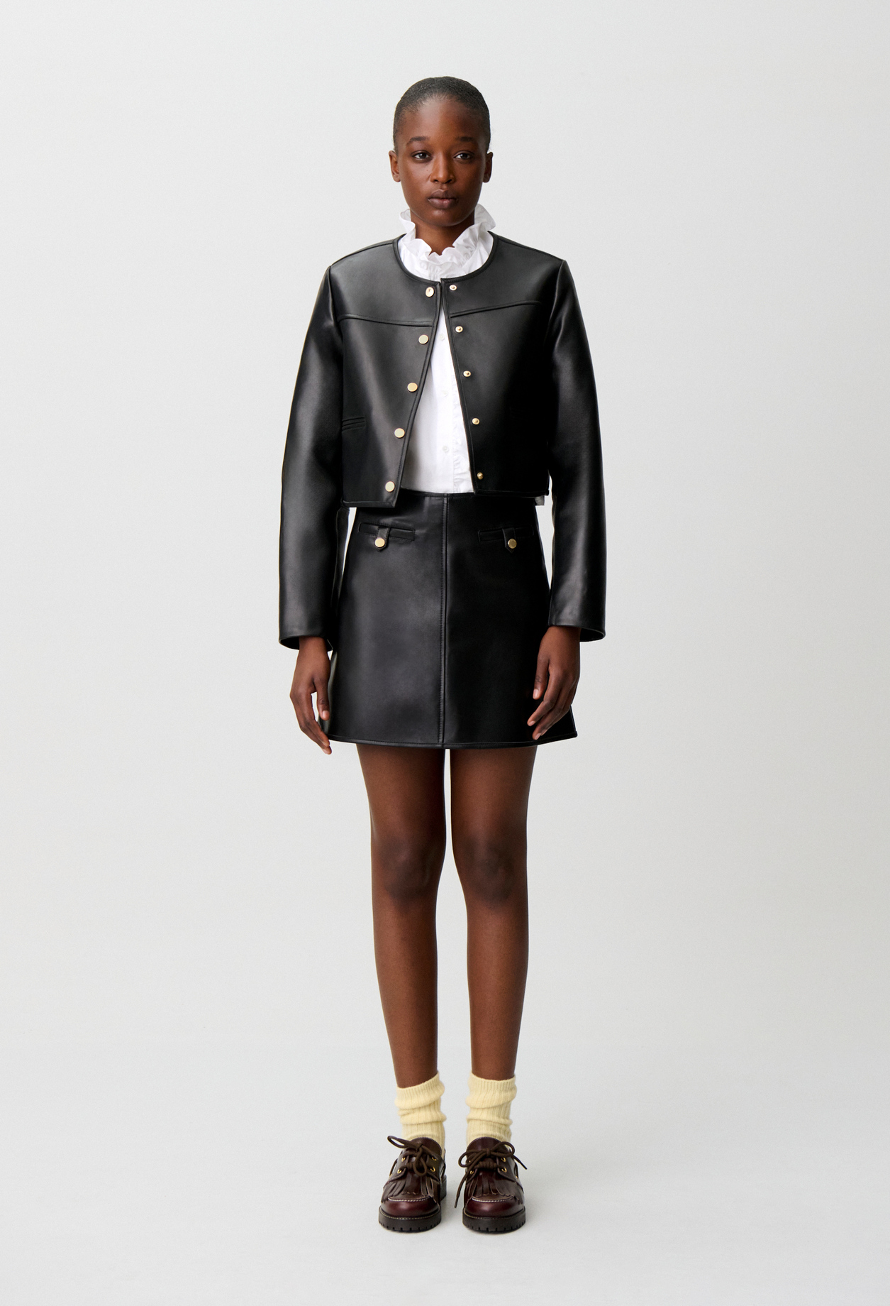 Short leather skirt - Woman - Black - Claudie Pierlot