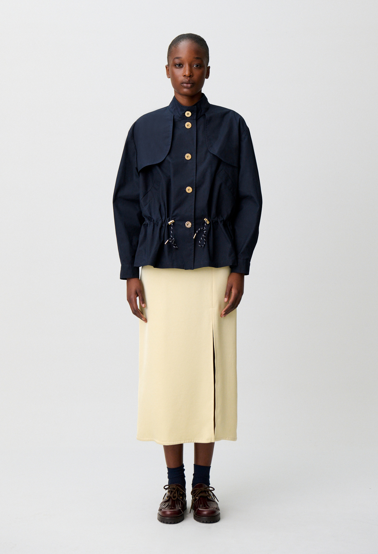 Waxed gabardine jacket - Woman - Navy - Claudie Pierlot