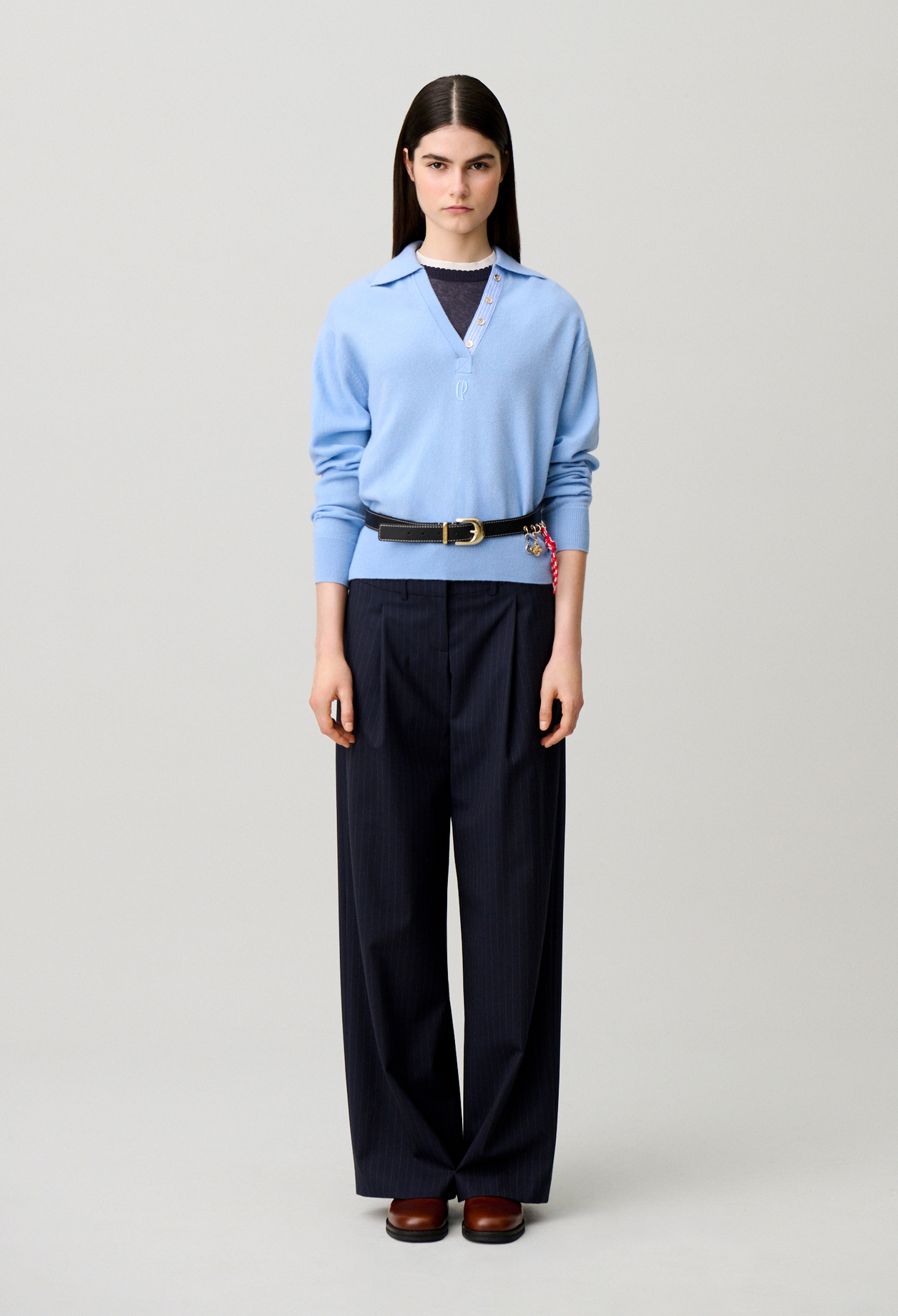 Wool and cashmere jumper - Woman - Sky blue - Claudie Pierlot