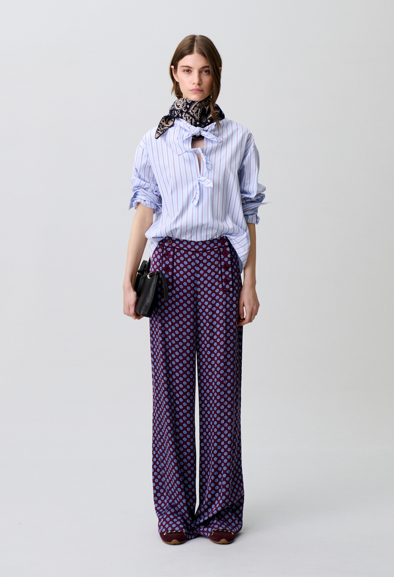 Satin sailor trousers - Woman - Burgundy print - Claudie Pierlot