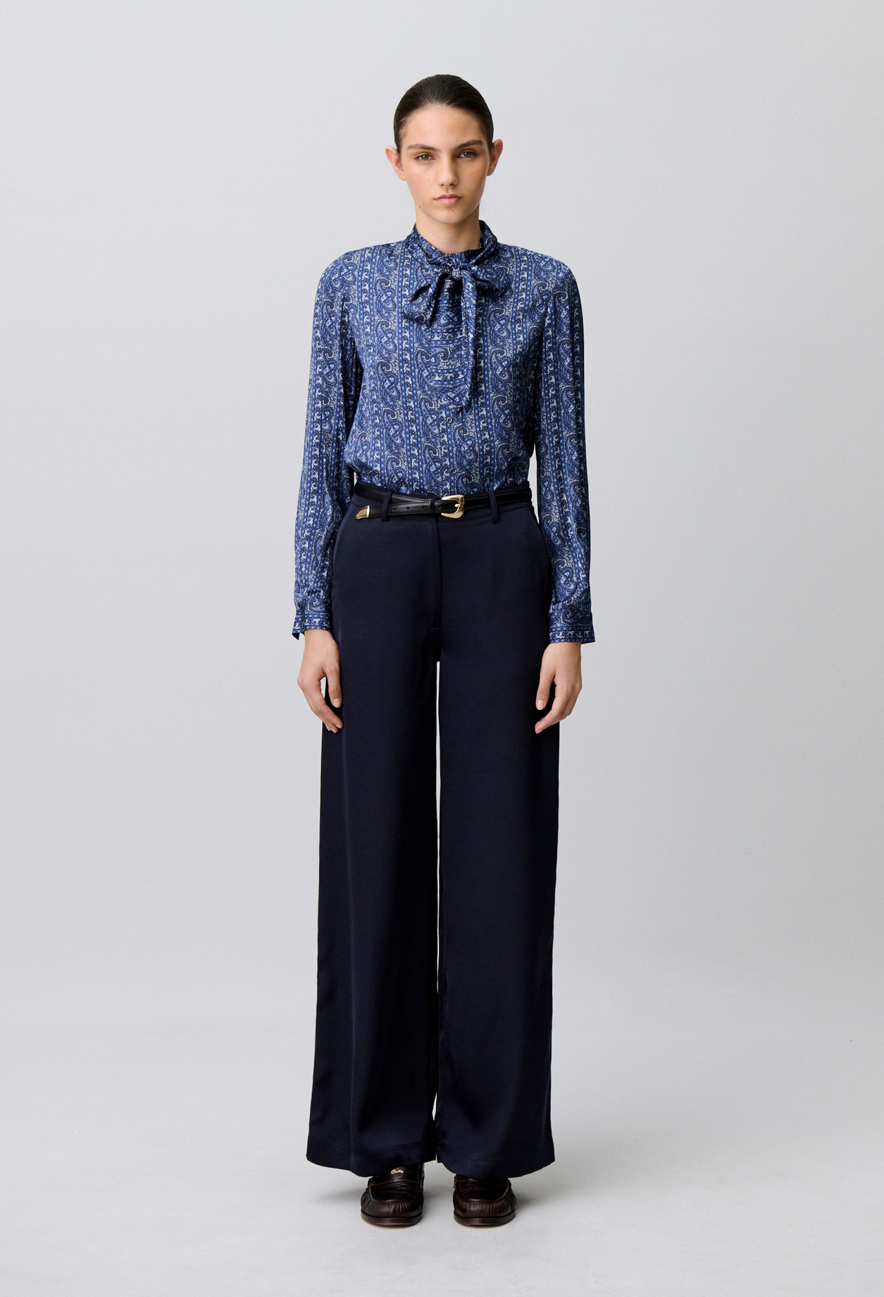 Straight satin trousers - Woman - Navy - Claudie Pierlot