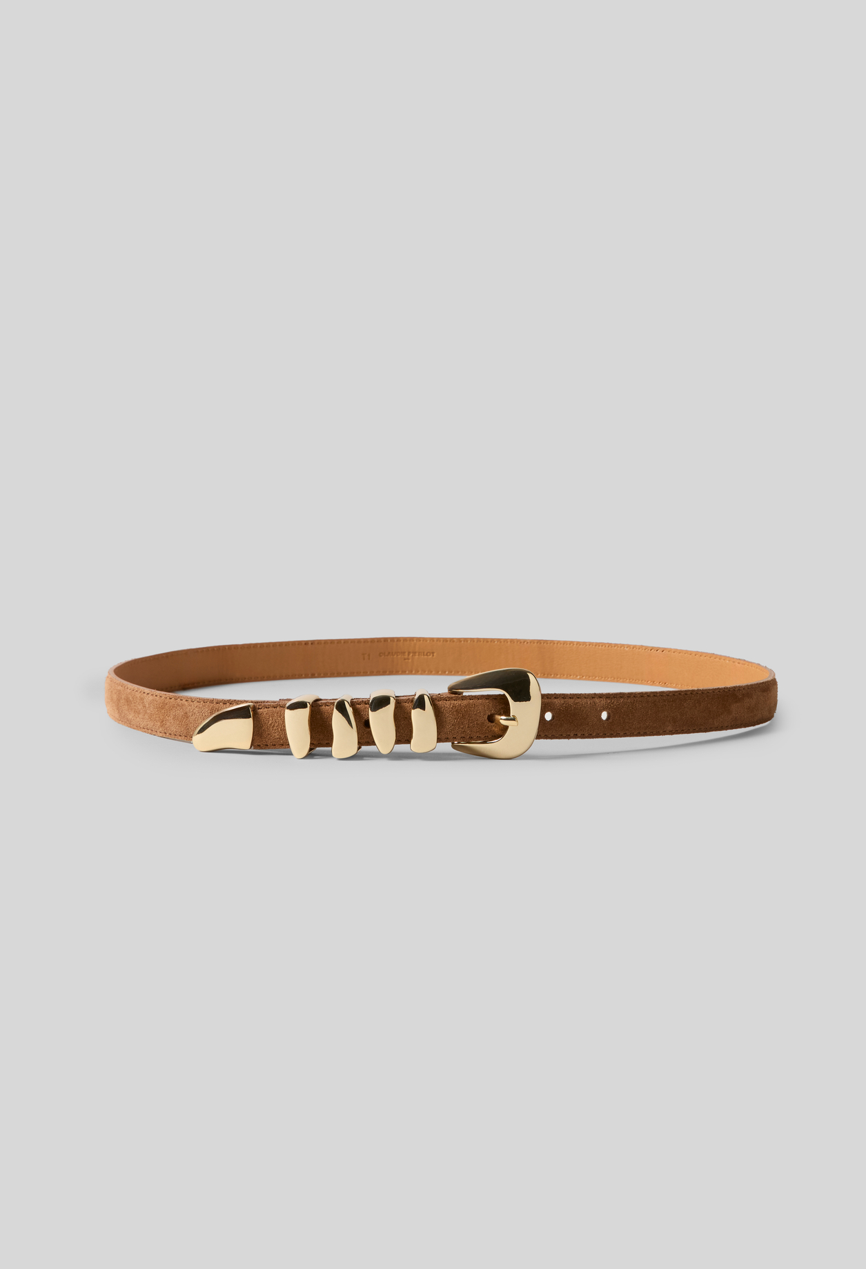 Smooth leather belt organic buckle - Woman - Camel - Claudie Pierlot