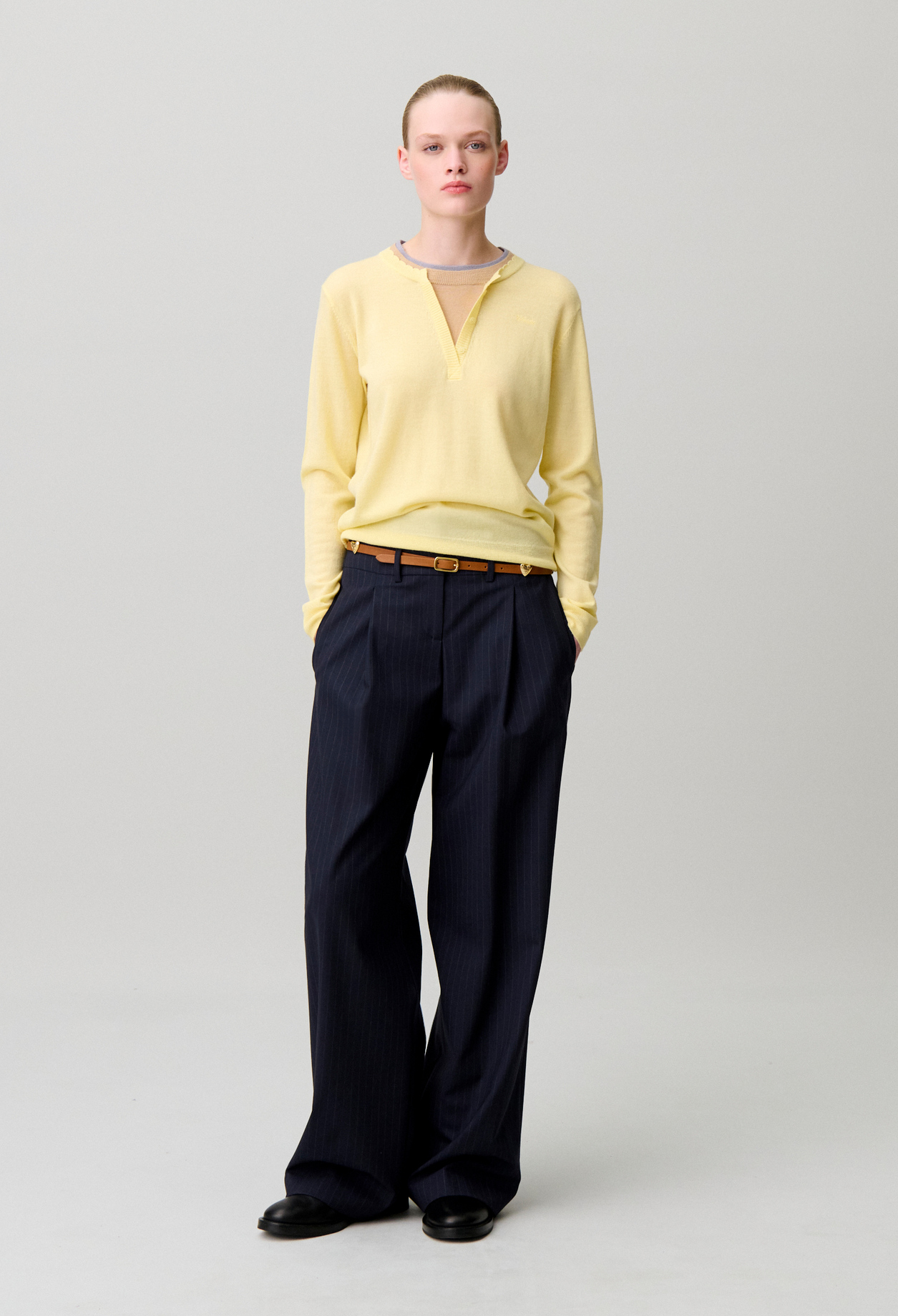 Layered collar wool jumper - Woman - Baby yellow - Claudie Pierlot