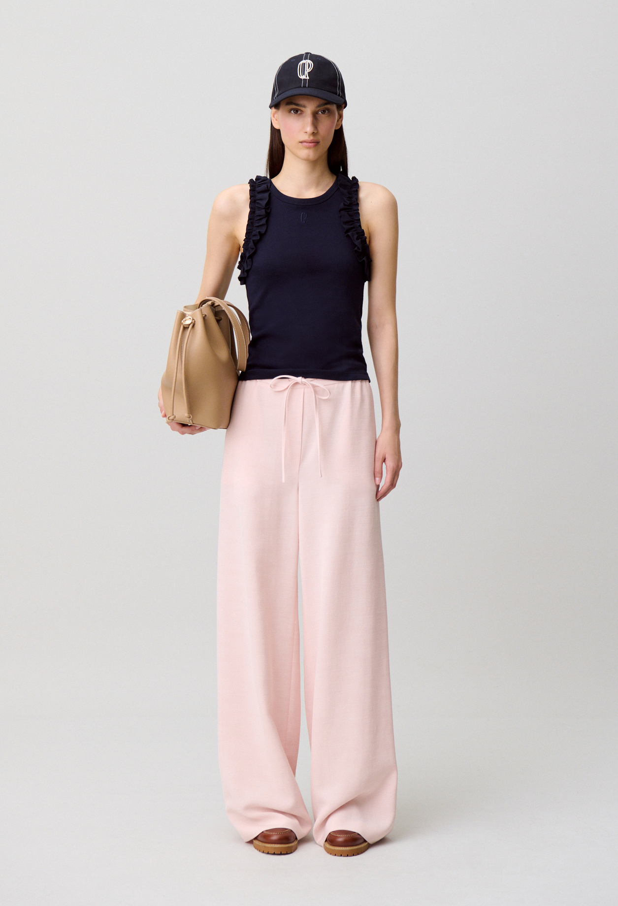 String wide-leg trousers - Woman - Pale pink - Claudie Pierlot
