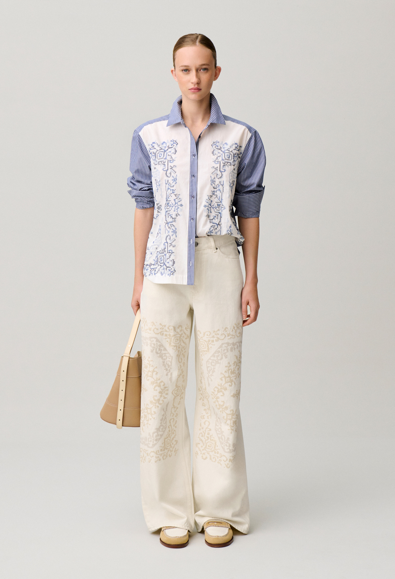 CP Embroidered Denim Jeans - Woman - Off white denim - Claudie Pierlot